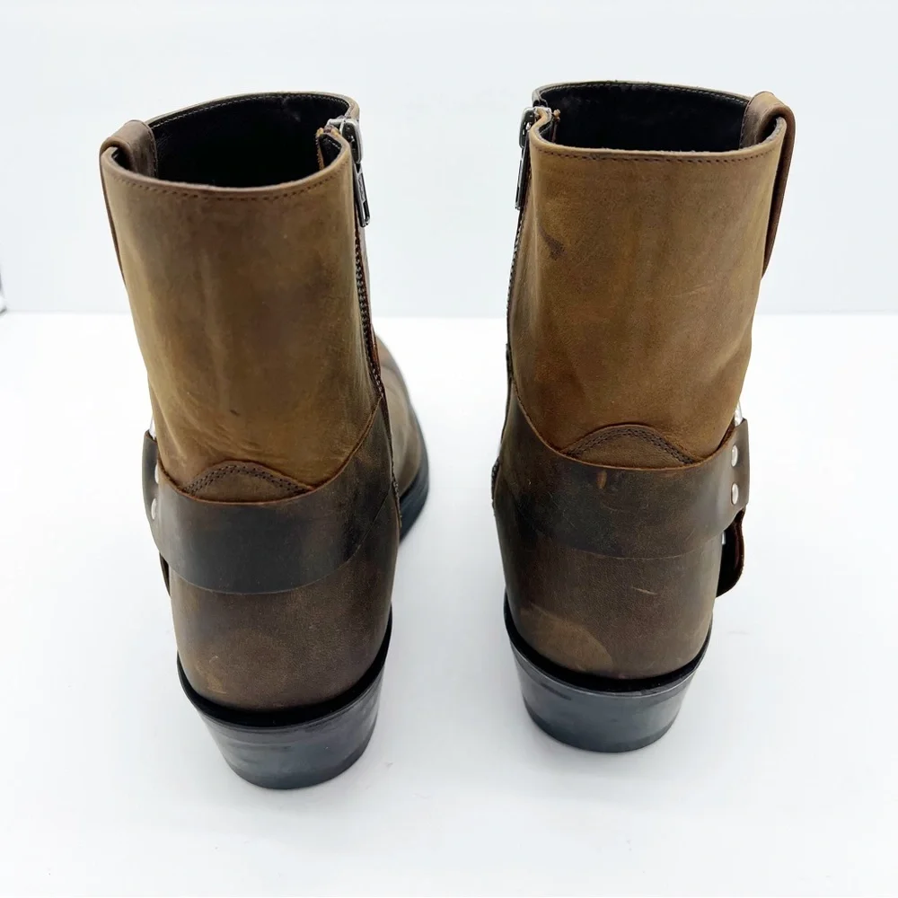 Old West Distressed Brown Leather Men's Boots - Picture 6 of 9